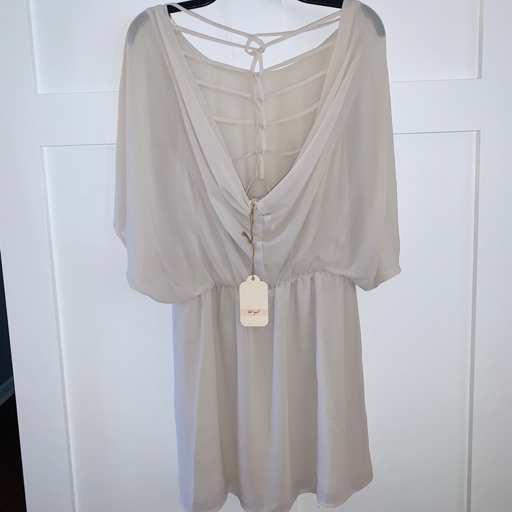 Cream Dress with Beautiful Back Design